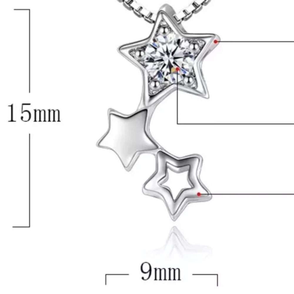 🌟 Sterling Silver 925 CZ Stars Necklace - Picture 3 of 5
